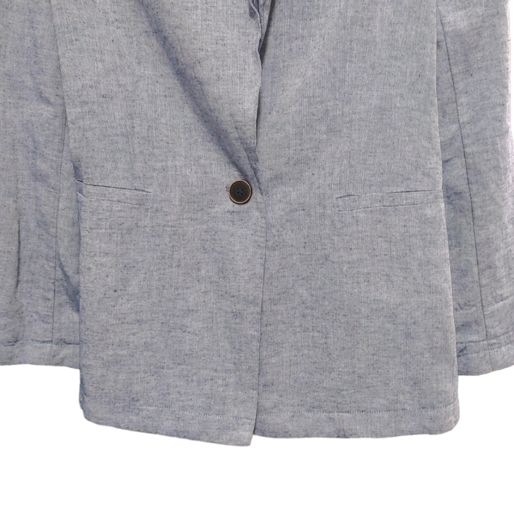 Drew Anthropologie NWT Linen Blend Chambray Blue One Button Blazer Size Small S - Picture 5 of 10